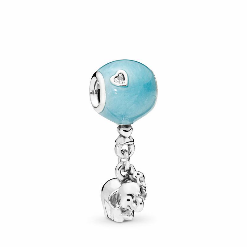 Pandora Elephant & Blue Balloon Dangle Charm Silver Egypt CG6371825